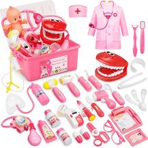 Bild für Fivejoy 43Stk Arztkoffer Kinder ab 3 Jahre, Doktorkoffer Kinder Rollenspiel Spielzeug mit Rosa Arztkittel and Puppe, Doktor-Spiel-Set Medizinischer Koffer Geschenk für 3 4 5 Jährige Mädchen(Rosa)