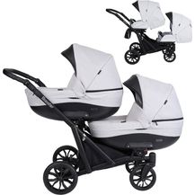 Bild für KUNERT BOOSTER 2in1 Kinderwagen Komplettset Zwillingskinderwagen Babywagen 2 in 1 Kombikinderwagen Komplettset Geschwisterwagen Kinder Wagen set Zwillingsbuggy Doppelkinderwagen (Grau, 2 in 1)