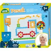 Lena 35623 - Mosaik Steckspiel Set, Steckmosaik mit 100 farbigen Stecker, Mosaikstecker Ø 10 mm, Mosaikspiel für Kinder ab 3 Jahre, Komplettset mit Steckplatte ca. 21 x 16 cm und Organizer, bunt