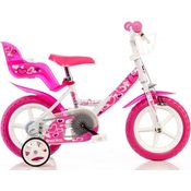 Dino 124RLN-05LH Little Heart, Mädchen - Fahrrad, 12 Zoll, weiß, rosa