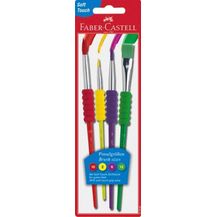 Bild für Faber-Castell Pinselset 4er 3Haar- + 1Borstenpinsel Softgriffstück