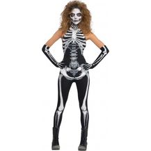 Bild für Kostüm Skelett Damen Polyester schwarz/weiss Grösse M