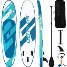 Bild für COSTWAY 305cm SUP Board  Set aufblasbar mit Sicherheitsleine Paddel Pumpe Center Finne Rucksack & Reparaturset 130kg belatbar Weiß+Blau