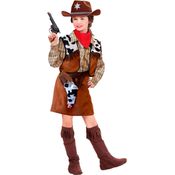 Widmann 36767 - Kinderkostüm Cowgirl, Hemd, Weste, Rock, Gürtel mit Holster, Überstiefel, Rinderhirtin, Fasching, Karneval, Mottoparty