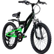 Galano FS180 Kinderfahrrad ab 6 Jahre 120-135cm Mädchen Jungen Fahrrad 20 Zoll 6 Gang Mountainbike Fully mit V-Brakes MTB schwarz/grün, 31 cm