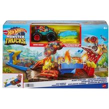Bild für Hot Wheels Monster Trucks-Explosive Garage Spielset mit HW Demo Derby und kaputtgehenden Autos