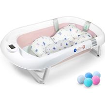 Bild für Faltbare Babybadewanne mit rutschfestem Badekissen / Badewanne XXL mit Thermometer zur Kontrolle der Wassertemperatur / 3-Stufen-Badewanne