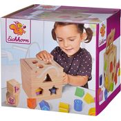 Eichhorn Steckwürfel aus Holz, Kiefernholz, Motorikwürfel mit 12 Steckbausteinen, Holzspielzeug für Kinder ab 12 Monaten, Größe: 14,5x14,5x14,5 cm