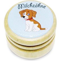 Bild für Milchzahndose, Zahndose Milchzähne Bilderdose mit diversen Motiven aus Holz für Jungen und Mädchen mit Drehverschluss 44 mm (Hund)