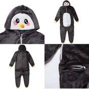 corimori 1852 Pablo der Pinguin Damen Herren Onesie Jumpsuit Anzug Einteiler Kostüm Verkleidung Gr. 180 - 190cm,schwarz
