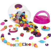 Bild für B. toys 150 Teile Spielzeug Schmuck – Bunte Pop Perlen Kinderschmuck Bastelschmuck zum Zusammenstecken – Schmuck Bastelset für Mädchen und Kinder ab 4 Jahren