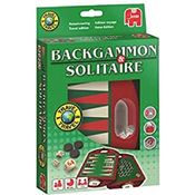 Jumbo Spiele 19508 - Travel Backgammon und Solitaire, Reisespiel, farbig