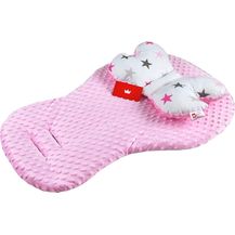 Bild für BABYLUX Kinderwagen 3 TLG SITZAUFLAGE Kissen Gurtschoner 10. Rosa + Sterne