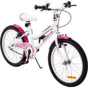 Kinderfahrrad Butterfly 20 Zoll Kinder Mädchen Fahrrad pink mit Fahrradständer (Weiß/Pink)