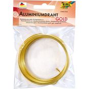 folia 79665 - Aluminiumdraht, Basteldraht in gold, 2 mm x 5 m, besonders leicht formbar, für Bastelarbeiten und zur Dekoration