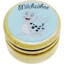 Bild für Milchzahndose, Zahndose Milchzähne Bilderdose mit diversen Motiven aus Holz für Jungen und Mädchen mit Drehverschluss 44 mm (Robbe)