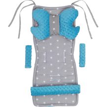 Bild für Universal Sitzauflage Kinderwagen & Buggys Sitzeinglage Kinderwagendecke 5tgl Gurtpolster + Spielbogen Kinderwagenset MINKY Baumwolle Medi Partners