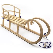 Bild für Holzfee Hörnerschlitten Colint Baran 110 RL Hörnerrodel mit Zugleine + Lehne Schlitten-Set