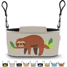 Bild für GRINSEZWERGE Kinderwagen Organizer 9 Motive mit Feuchttuchspender I Kinderwagen Tasche mit Schultergurt I Kinder Buggy Organizer I Kinderwagentasche Aufbewahrungstasche Baby Stroller Bag grau Faultier