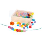 small foot 11060 Fädelkreativ, aus FSC 100%-zertifiziertem Holz, Farben & Formen, inkl. Bänder, ab 3 Jahren Spielzeug