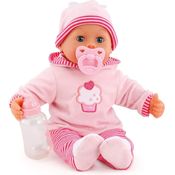 Bayer Design 93816AA Babypuppe First Words mit Schlafaugen, 24 Babylaute, 38 cm, rosa/Streifen