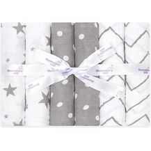 Bild für Bloomsbury Mill – 6er-Pack Mulltücher für Baby – 100% Reine Bio-Baumwolle – Sterne