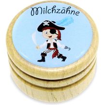Bild für Milchzahndose, Zahndose Milchzähne Bilderdose aus Holz in diversen Motiven für Jungen und Mädchen mit Drehverschluss 44 mm (Pirat)