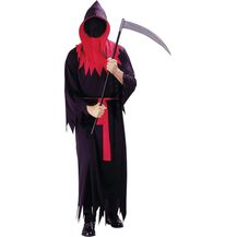 Bild für Foxxeo schwarz rotes Sensemann Kostüm mit Maske für Herren