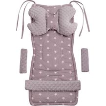 Bild für Universal Sitzauflage Kinderwagen & Buggys Sitzeinglage Kinderwagendecke 5tgl Gurtpolster + Spielbogen Kinderwagenset MINKY Baumwolle Medi Partners (Sternen mit grauen Minky)