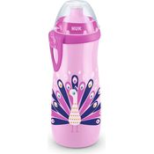NUK Sports Cup Kinder Trinkflasche mit Chamäleon-Effekt | 24+ Monate | mit Farbwechsel | auslaufsichere Push-Pull-Trinktülle | Clip & Schutzkappe | BPA-frei | 450 ml | Pfau (lila)