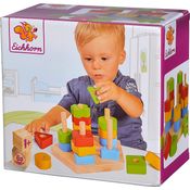 Eichhorn Steckplatte, 21-teilig, Buchenholz, 5 verschiedene Stecksymbole, 20 Steckteile, für Kinder ab 12 Monaten, Größe: 18 x 10 cm