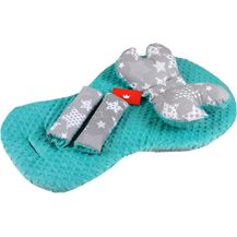 Bild für BABYLUX Kinderwagen 3 TLG SITZAUFLAGE Kissen Gurtschoner 9. Rosa + Feder