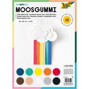 folia 23509 - Moosgummi, 10 Bögen in 10 Farben sortiert, 2 mm, ca. 29 x 40 cm - ideal für vielfältige Bastelarbeiten