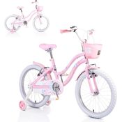 Byox Kinderfahrrad 20 Zoll 2083 rosa Metallrahmen Stützräder, Frontkorb, Klingel