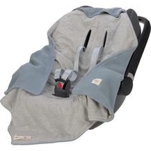 Bild für LÄSSIG Baby Strickdecke für Autositz Autositzdecke Einschlagdecke Babyschale 100% Bio-Baumwolle GOTS light blue