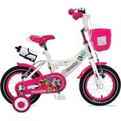 Kinderfahrrad 12 Zoll 1281 rosa Mädchen, Stützräder, Frontkorb, Getränkehalter