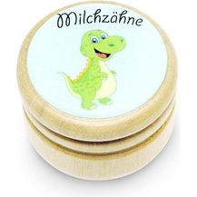 Bild für Milchzahndose, Zahndose Milchzähne Bilderdose aus Holz mit Drehverschluss in diversen Motiven für Jungen und Mädchen mit Drehverschluss 44 mm (DINO)