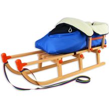 Bild für Davos Klappschlitten Rodelschlitten Schlitten aus Holz mit V-22-115 mit Lehne und Fußsack blau