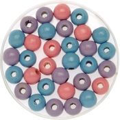 Glorex Holzperle rosa / flieder / blau 10 mm