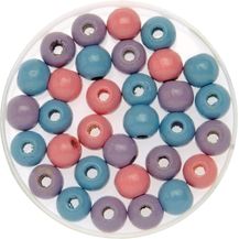 Bild für Glorex Holzperle rosa / flieder / blau 10 mm