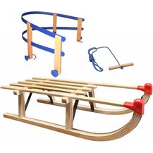Bild für Holzschlitten Davos 100cm Traditionell mit Lehne und Leine Kinderschlitten Rodel