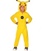 Amscan - Kinderkostüm Pikachu, Fleece-Jumpsuit mit Kapuze, Pokemon, Motto-Party, Karneval XL 8- 10 Jahre