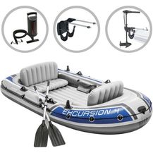 Bild für Schlauchboot Intex Set Excursion 4 mit Trolling-Motor und Halterung grau-blau 315 cm