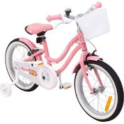 Kinderfahrrad Starlight 16 Zoll Kinder Mädchen Fahrrad mit Stützrädern Korb rosa