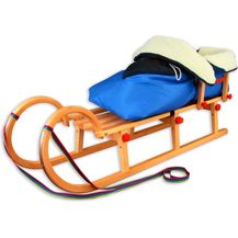 Bild für Hörnerschlitten Klappschlitten Rodelschlitten aus Holz V-21-125 mit Lehne und Fußsack blau