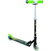 Muuwmi 102 'Aluminium Scooter NEON 125 mm' Scooter, ab 6 Jahren, 2-fach höhenverstellbar bis 83 cm, klappbar, mit Leuchtrollen, max. belastbar bis 100 kg, schwarz/grün