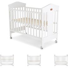 Bild für Cangaroo Babybett Wing 120 x 60 cm Gitterbett Buchenholz Räder 3 Höhenpositionen weiß