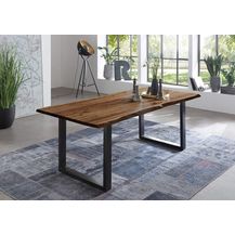 Bild für Esstisch Baumkante Massiv Akazie nussbaum 200 x 100 schwarz NIAH 61841668