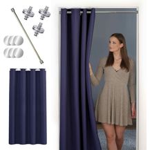 Bild für tinycurtains Türvorhang mit Stange silber 70-120 cm Thermo Vorhang ohne Bohren