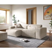Bild für Ecksofa Sirpio XL 270x170 cm Cord Beige Recamiere variabel mit Hocker
